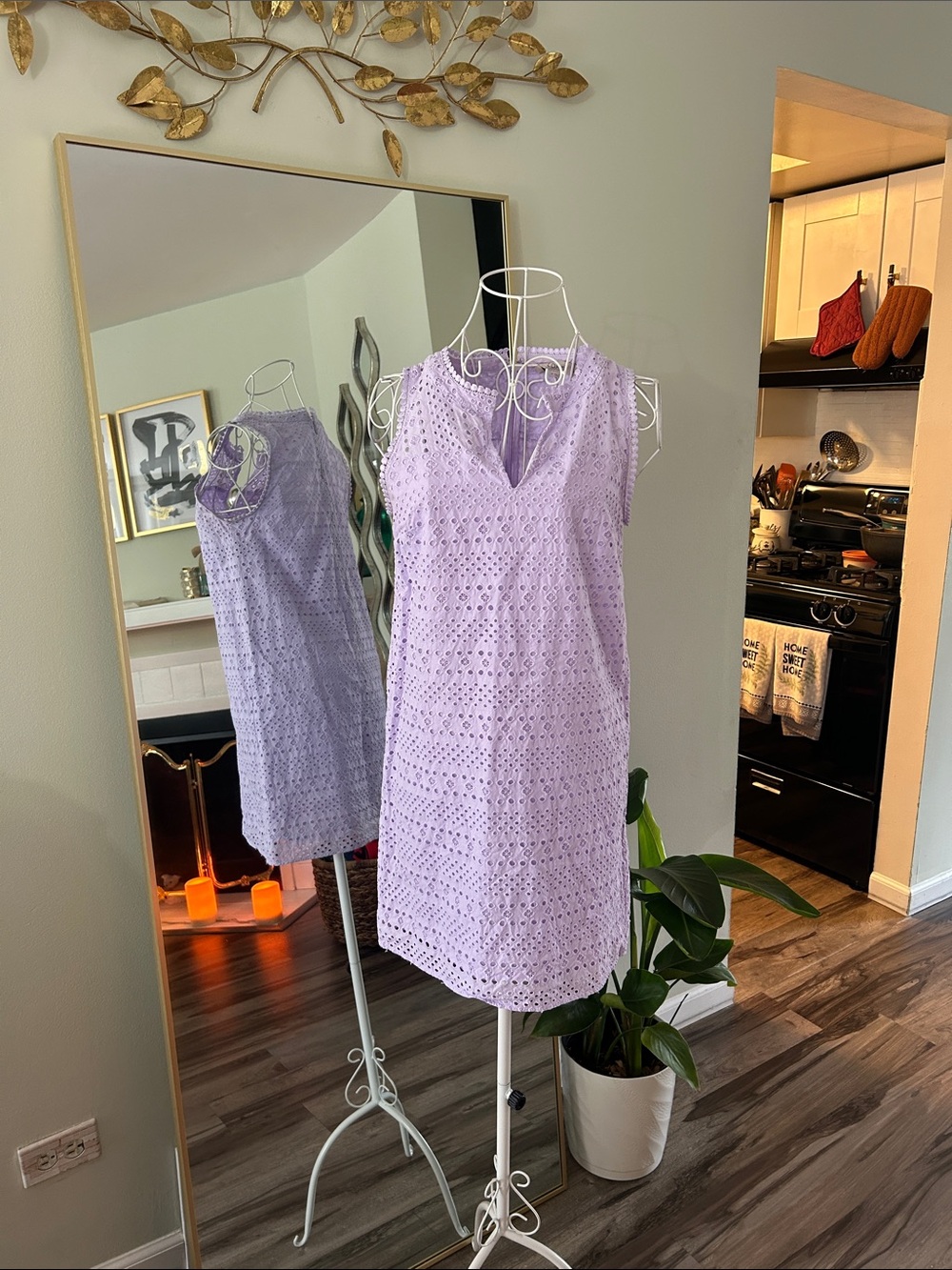 LOFT Lilac Eyelet Sleeveless Shift Dress